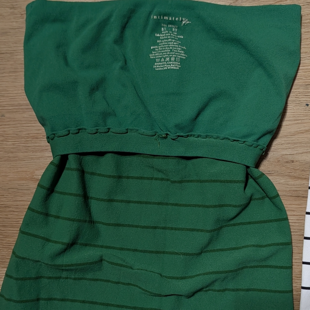 Free People Intimately Carrie Stripe Tube Tops (2) White w/ Black, Green w/ Blue - Picture 3 of 9